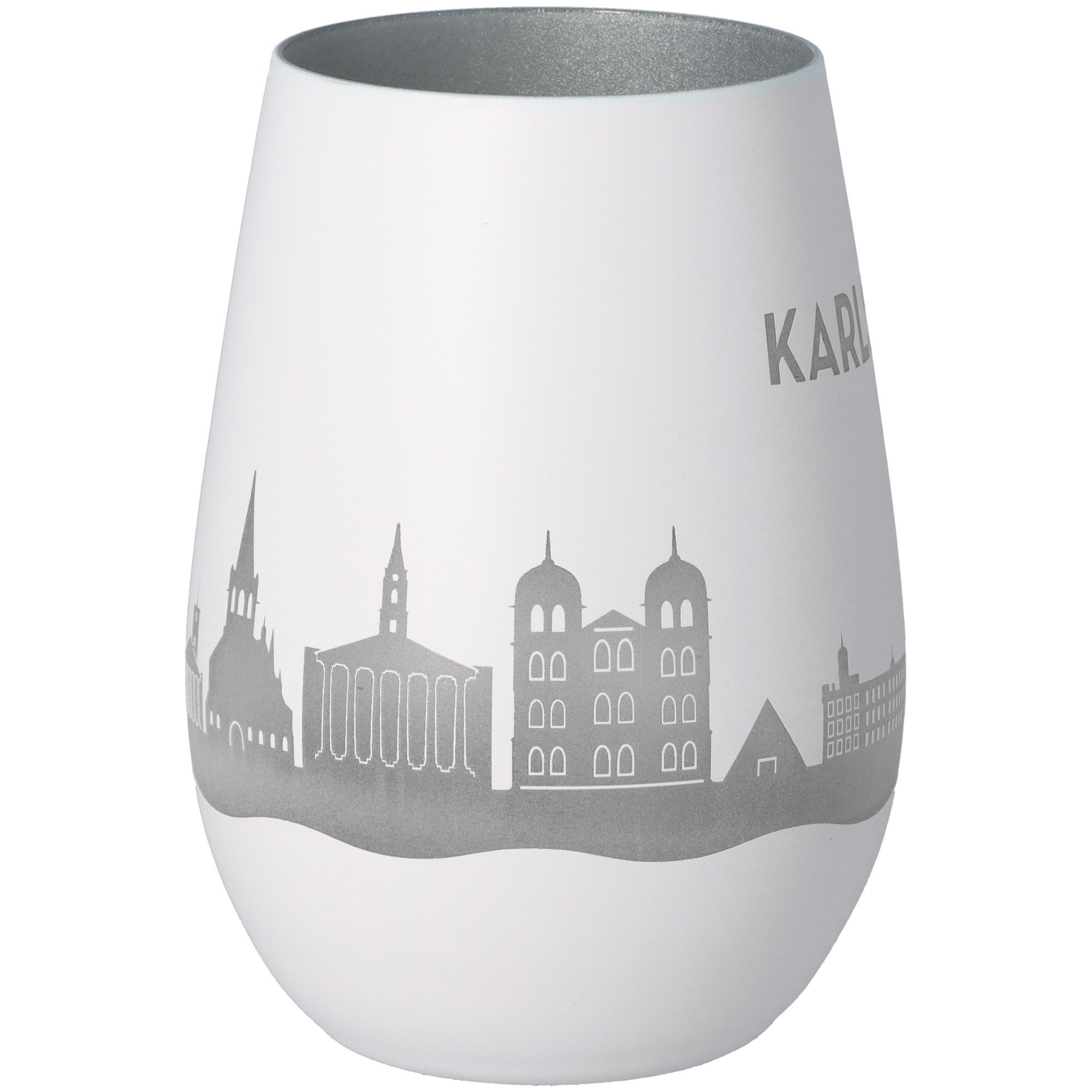 Windlicht Skyline Karlsruhe Weiß/Silber Windlicht Skyline Karlsruhe Weiß/Silber