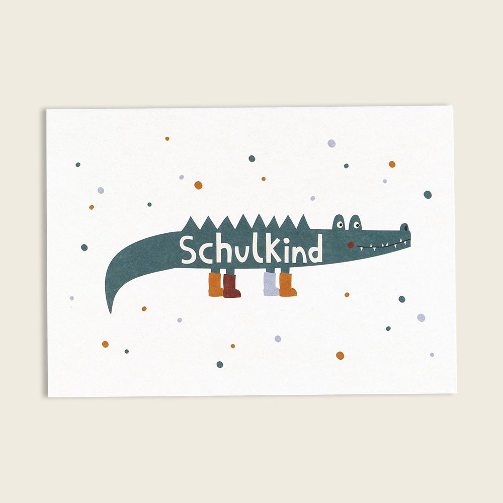 Postkarte "Schulkind" Krokodil