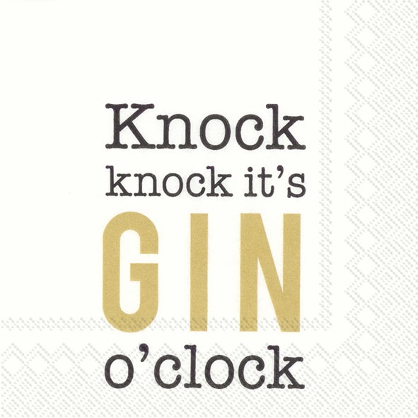 20 Servietten "Knock knock it's Gin o'clock" Gold
