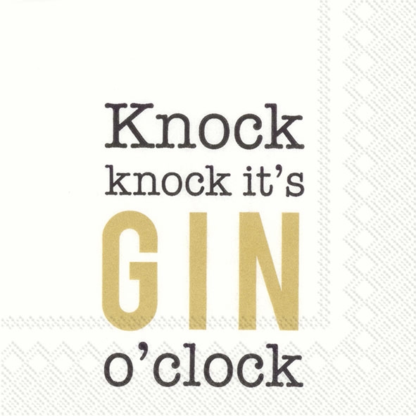 20 Servietten "Knock knock it's Gin o'clock" Gold 20 Servietten "Knock knock it's Gin o'clock" Gold