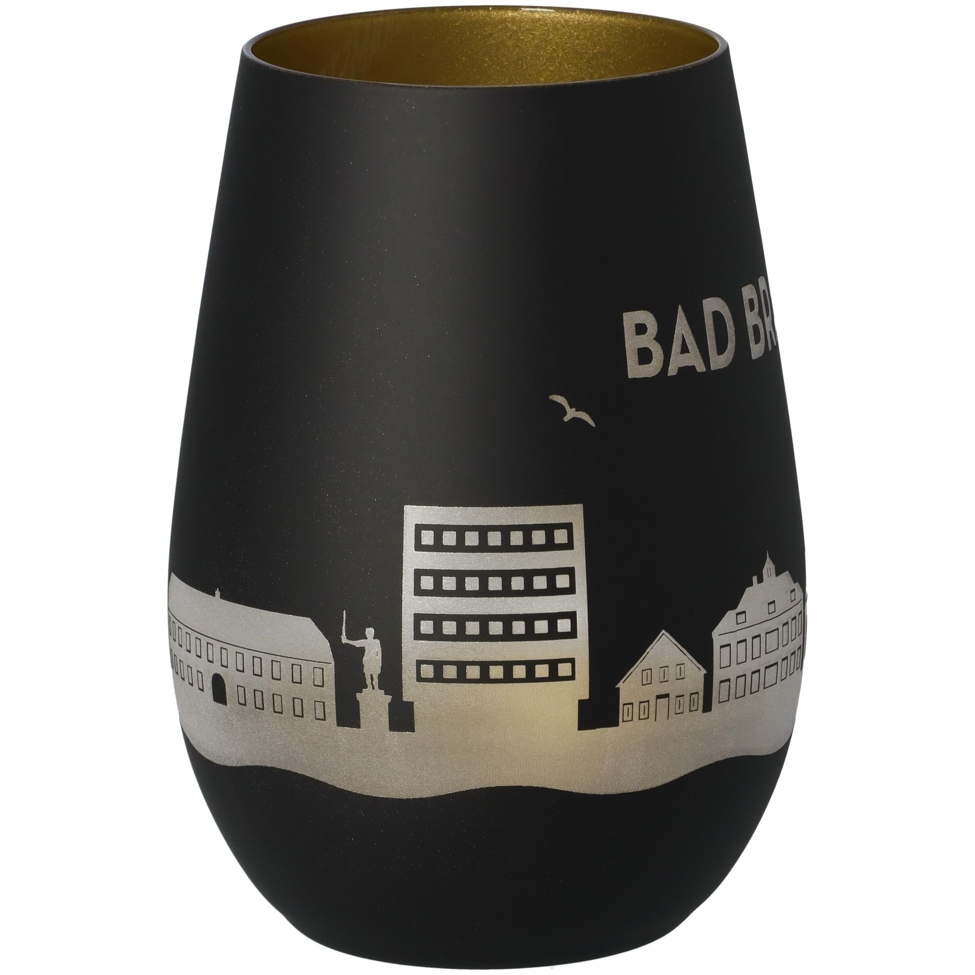 Windlicht Skyline Bad Bramstedt Schwarz/Gold Krug, Töpferei, Vase