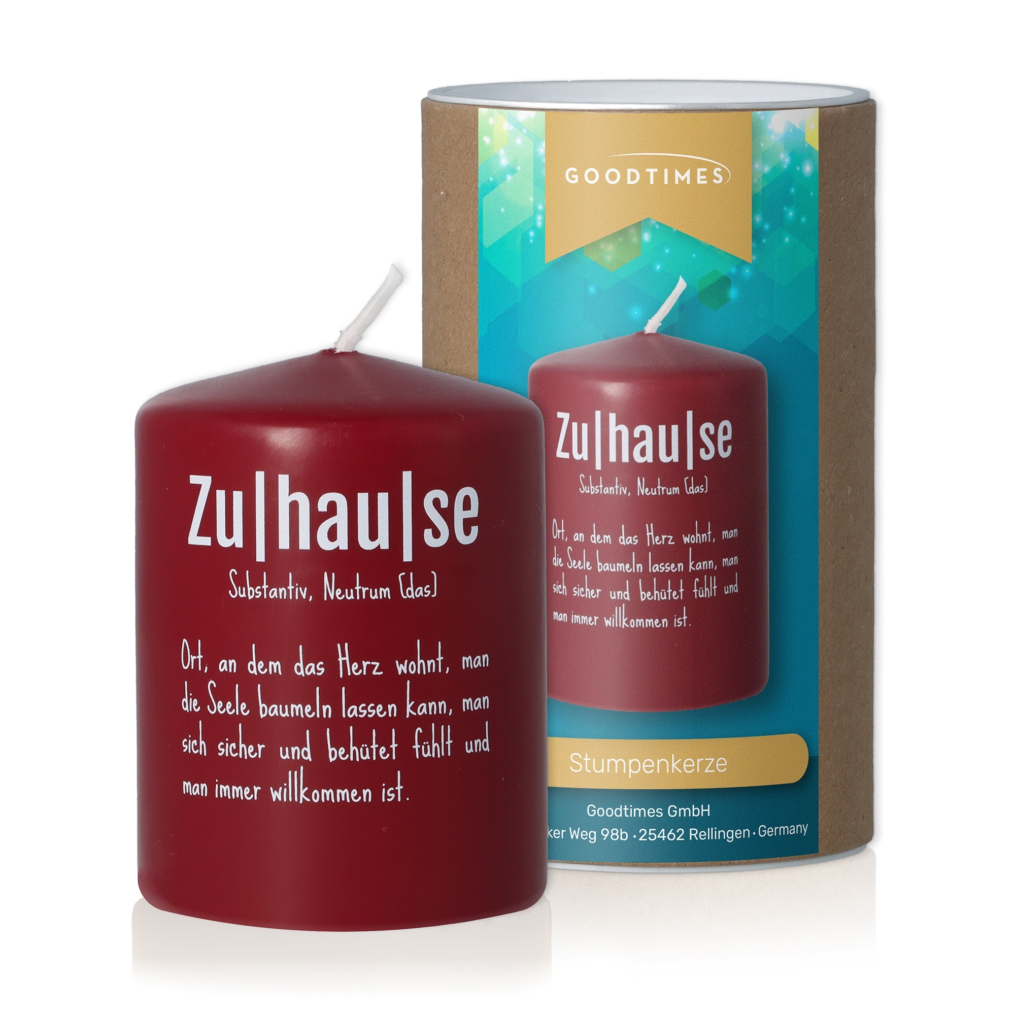 Kerze Altrot "Zuhause Definition" Kerze