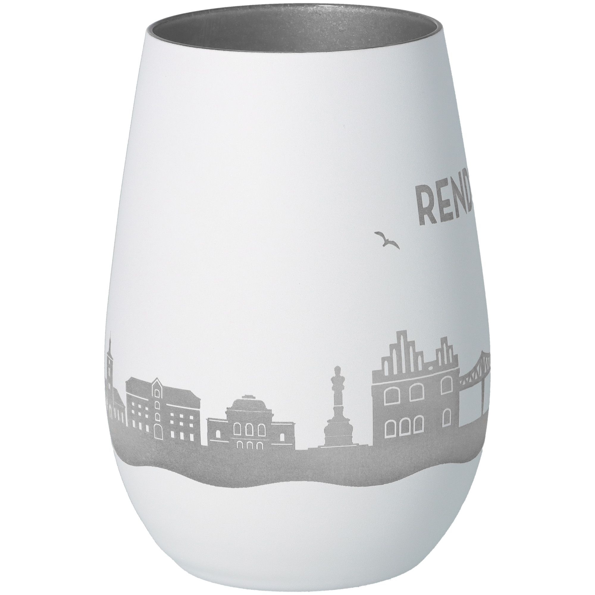 Windlicht Skyline Rendsburg Weiß/Silber Töpferei, Krug, Vase, Porzellan, Glas