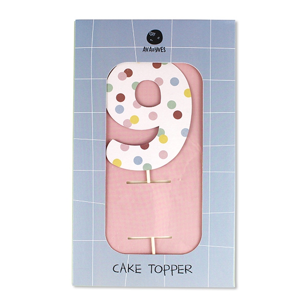 Cake Topper Zahl "9", bunte Punkte Cake Topper Zahl "9", bunte Punkte
