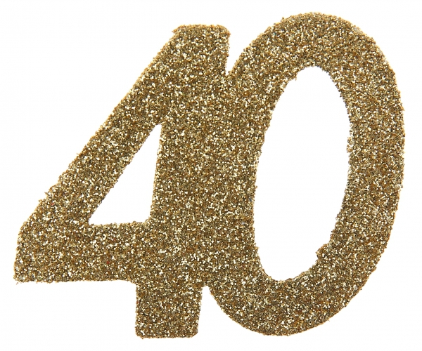 Glitzerkonfetti "40", Gold, 6 Teile