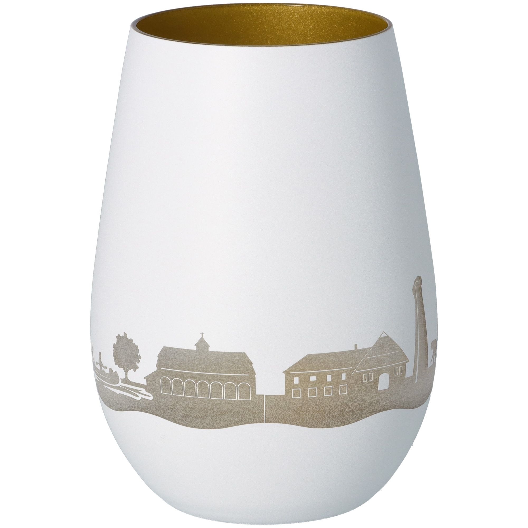 Windlicht Skyline Wietze Weiß/Gold Töpferei, Krug, Vase, Lampe, Porzellan