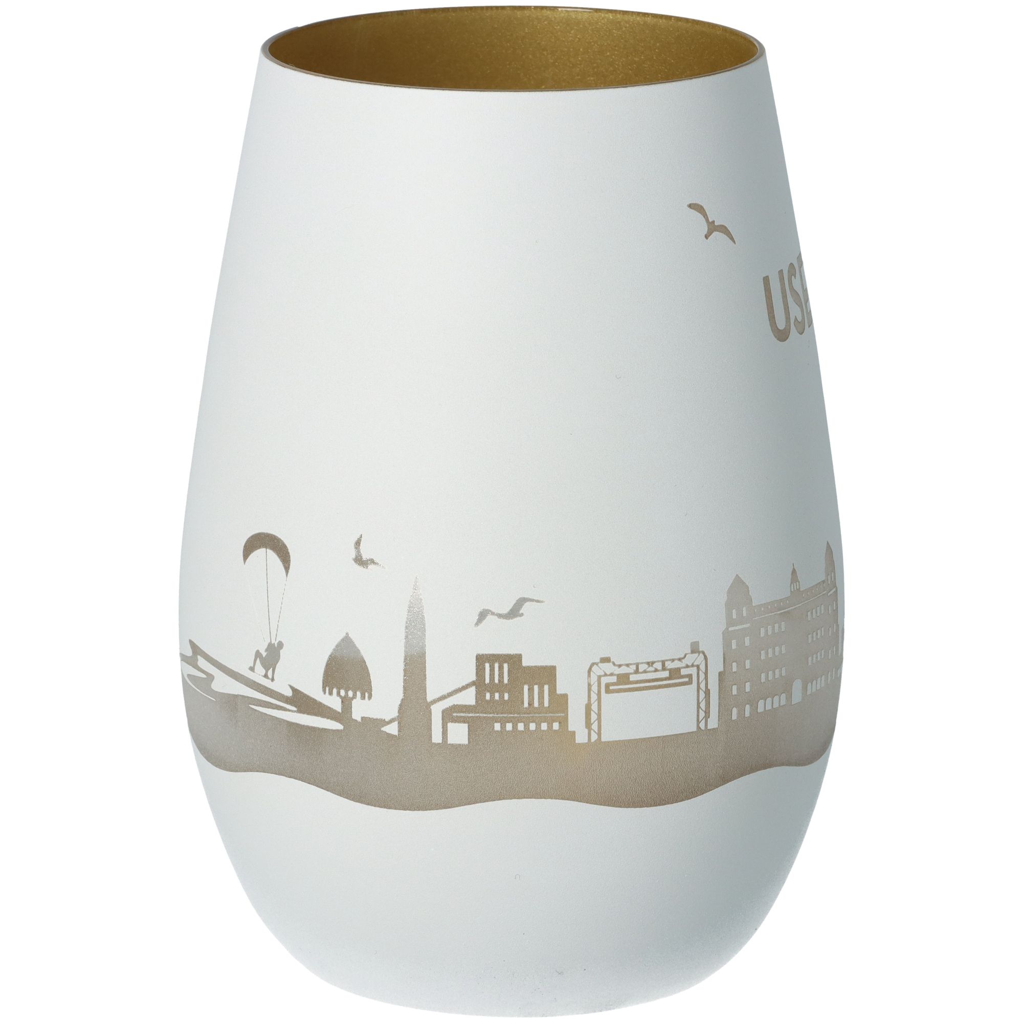 Windlicht Skyline Usedom Weiß/Gold Windlicht Skyline Usedom Weiß/Gold