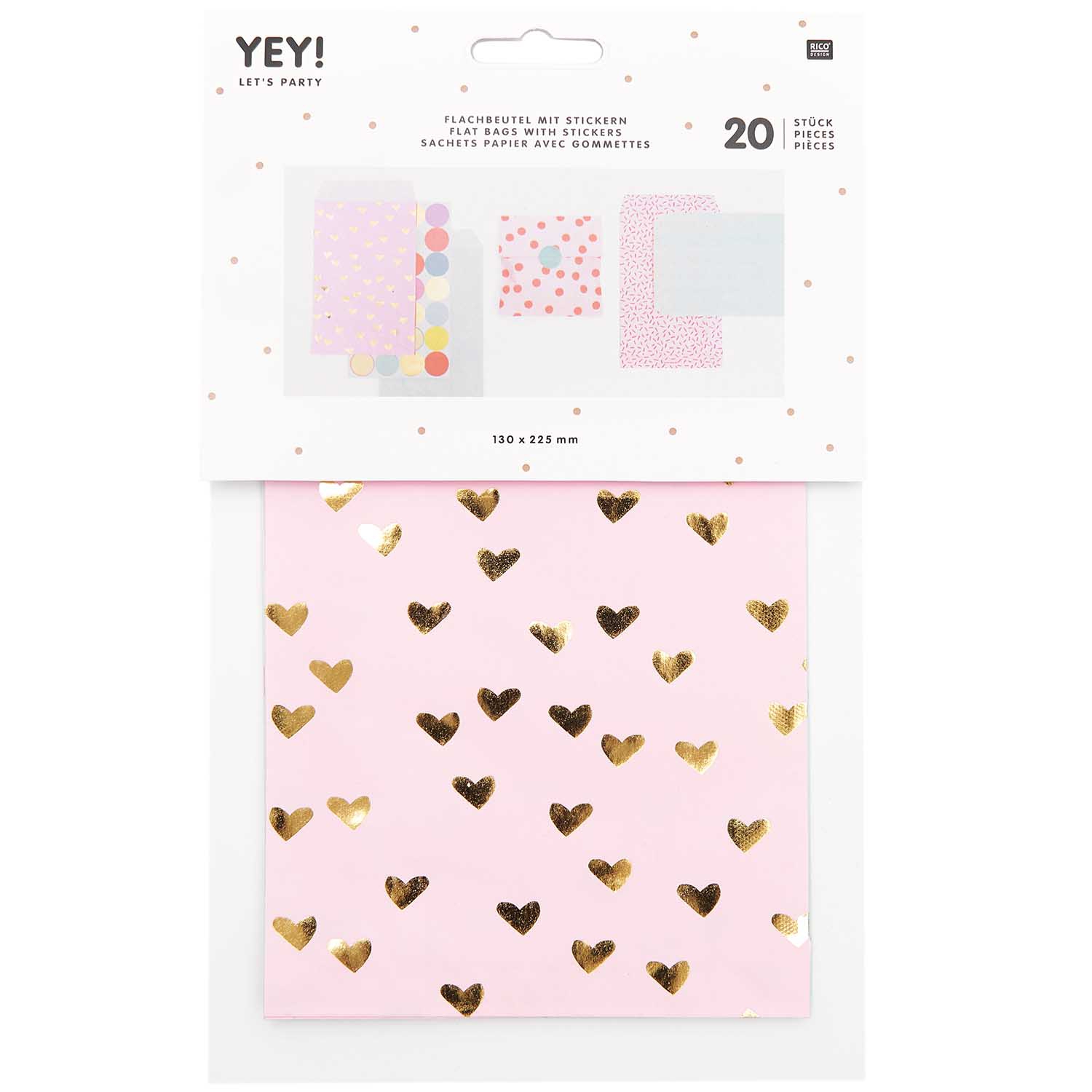 20 Geschenktüten Flachbeutel, Pastellmix- groß