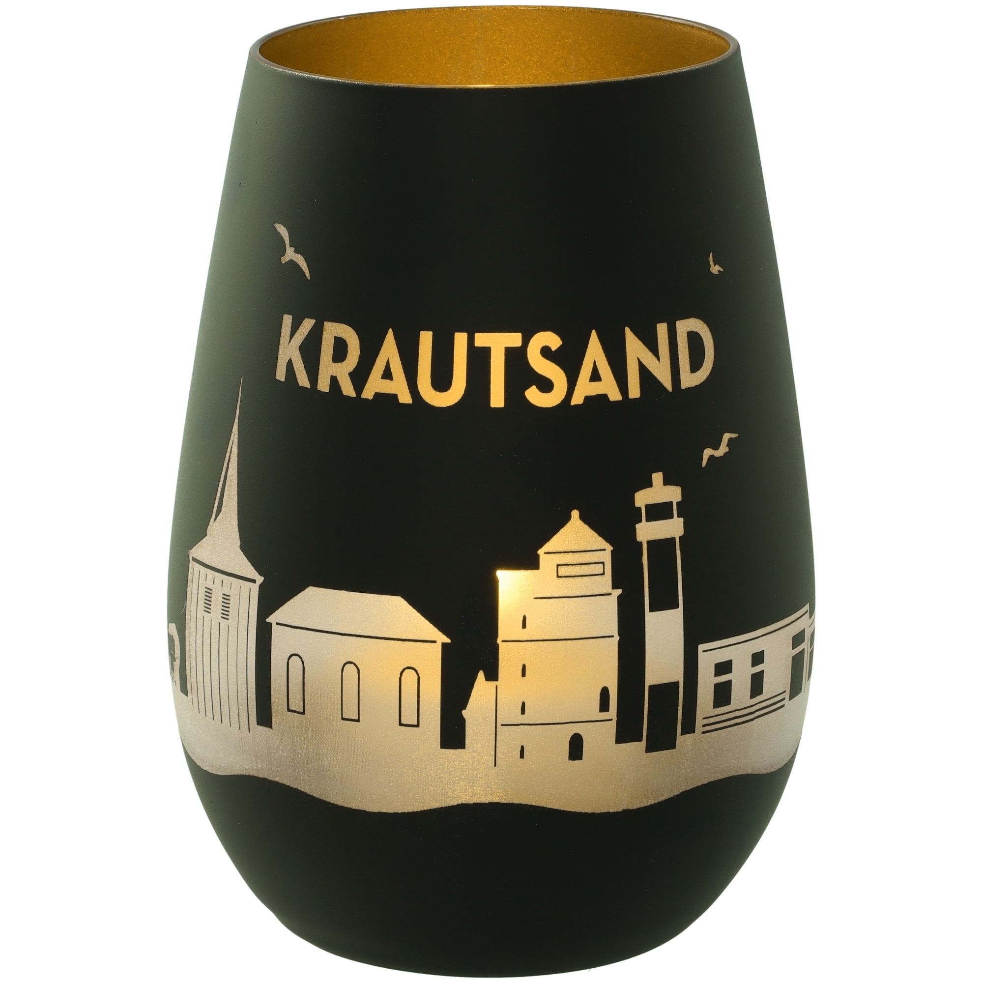 Windlicht Skyline Krautsand Schwarz/Gold Krug, Töpferei, Tasse