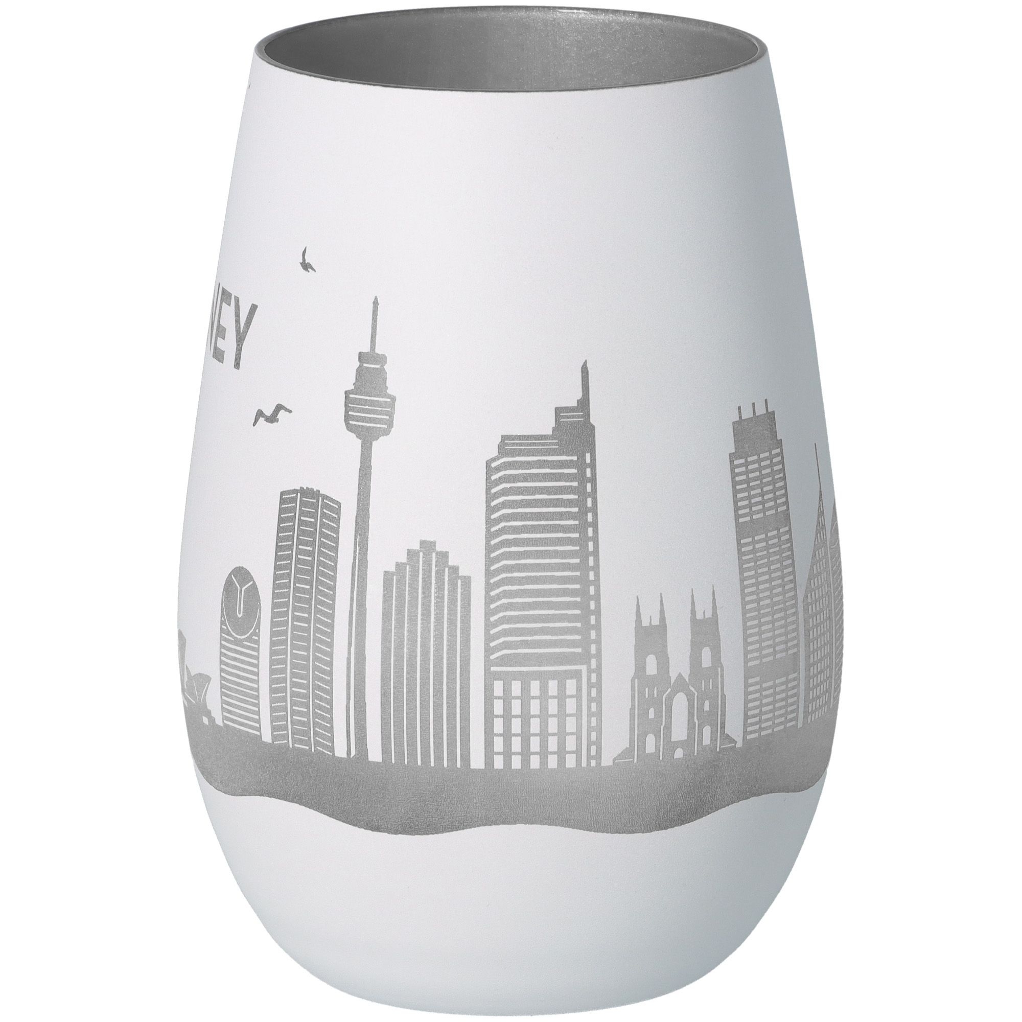Windlicht Skyline Sydney Weiß/Silber Töpferei, Krug, Vase, Porzellan, Glas