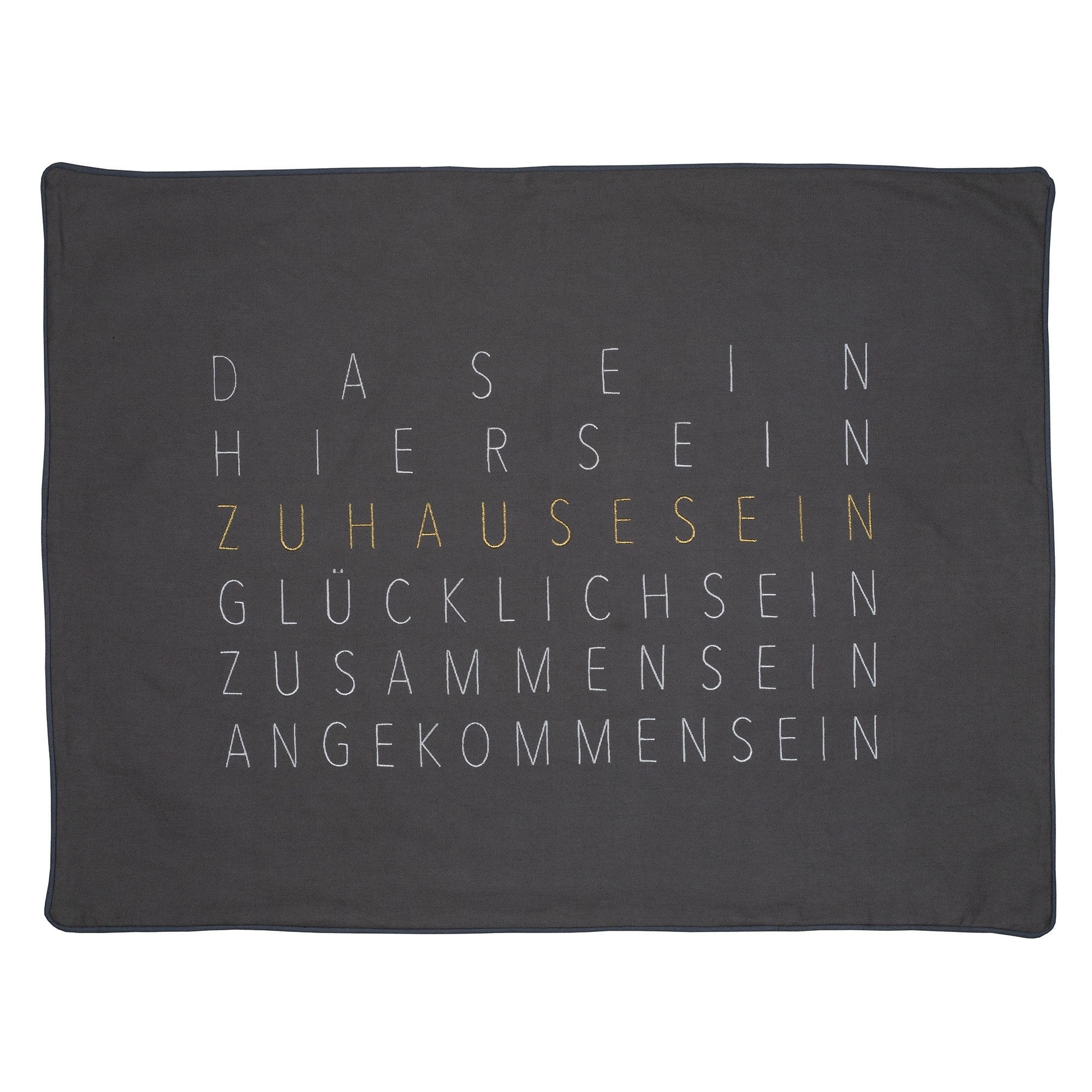 Räder Design - Kissen "Dasein, hiersein, zuhausesein", 60 x 80 cm Text, Tafel