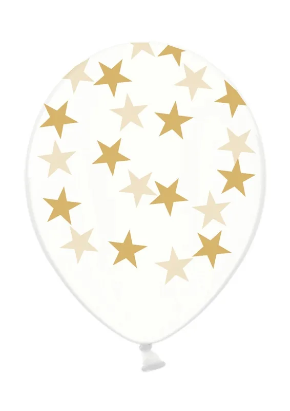 Latexballon Transparent goldene Sterne Ø 30cm