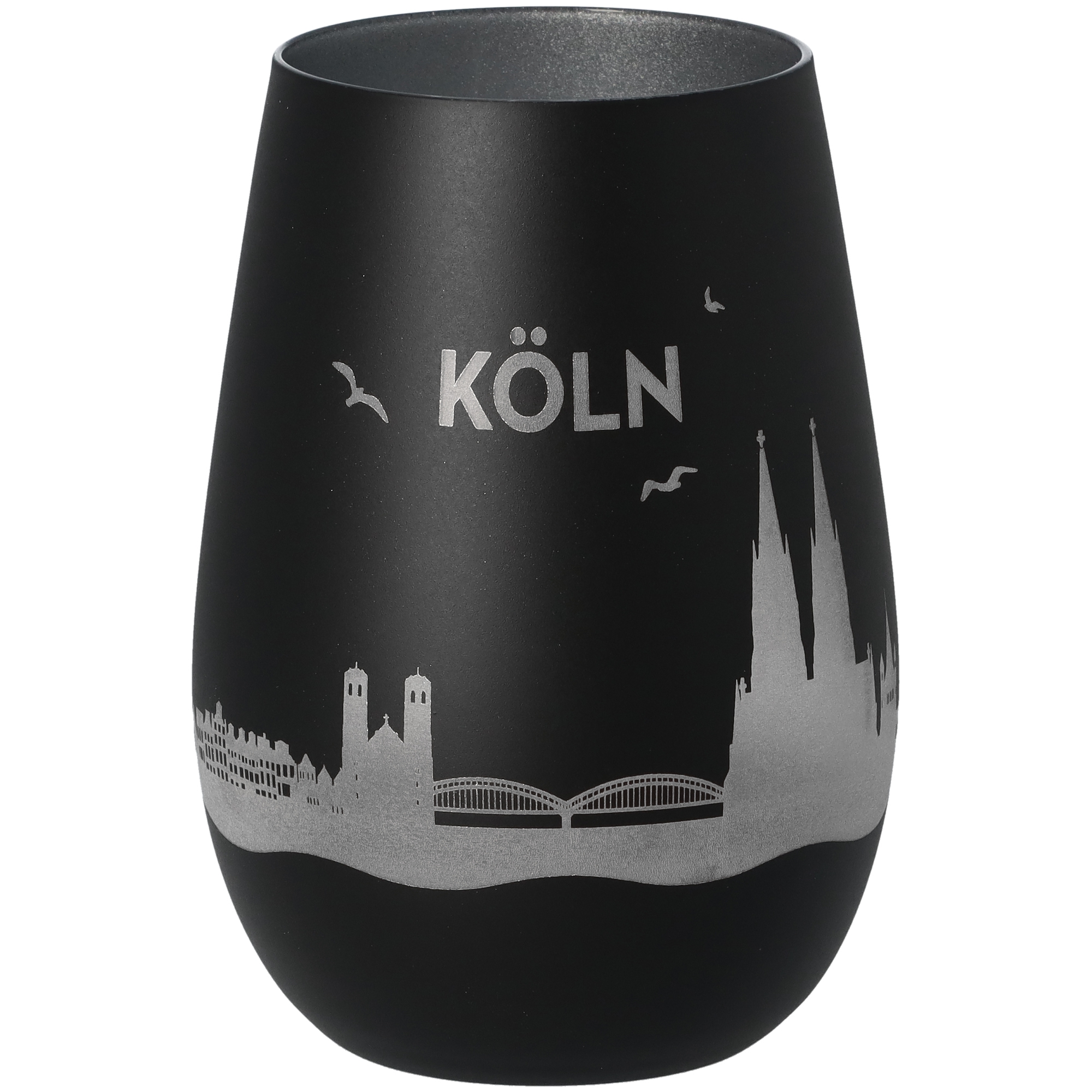Windlicht Skyline Köln Schwarz/Silber