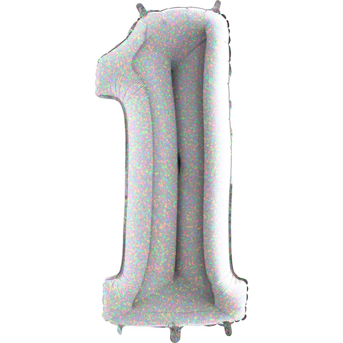 Folienballon Zahl 1 Holographic 100cm Folienballon Zahl 1 Holographic 100cm