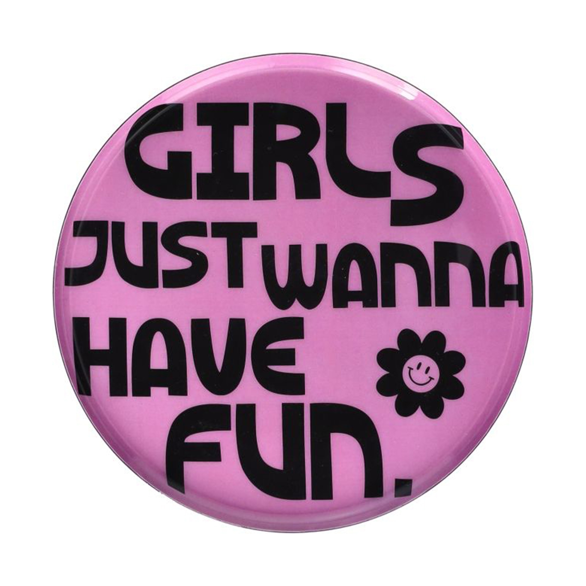 Dekotablett "Girls just wanna have fun", Rund Schwarz/Lila - S Abzeichen, Logo, Symbol