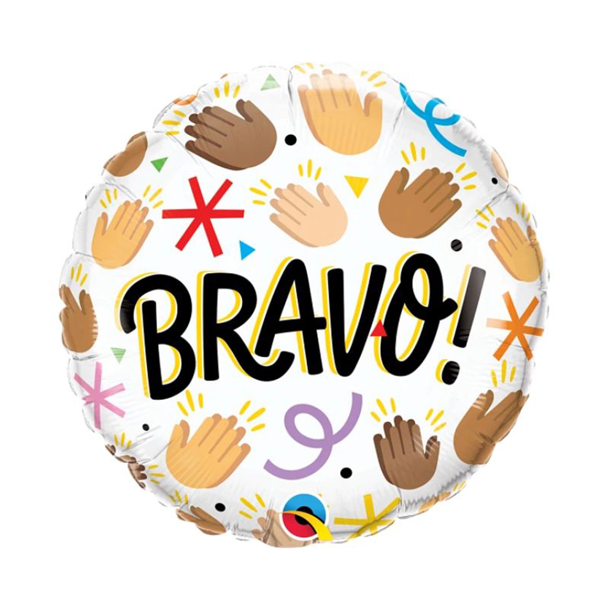 Folienballon "Bravo" 45cm Leute, Person, Geburtstagstorte, Torte, Sahne