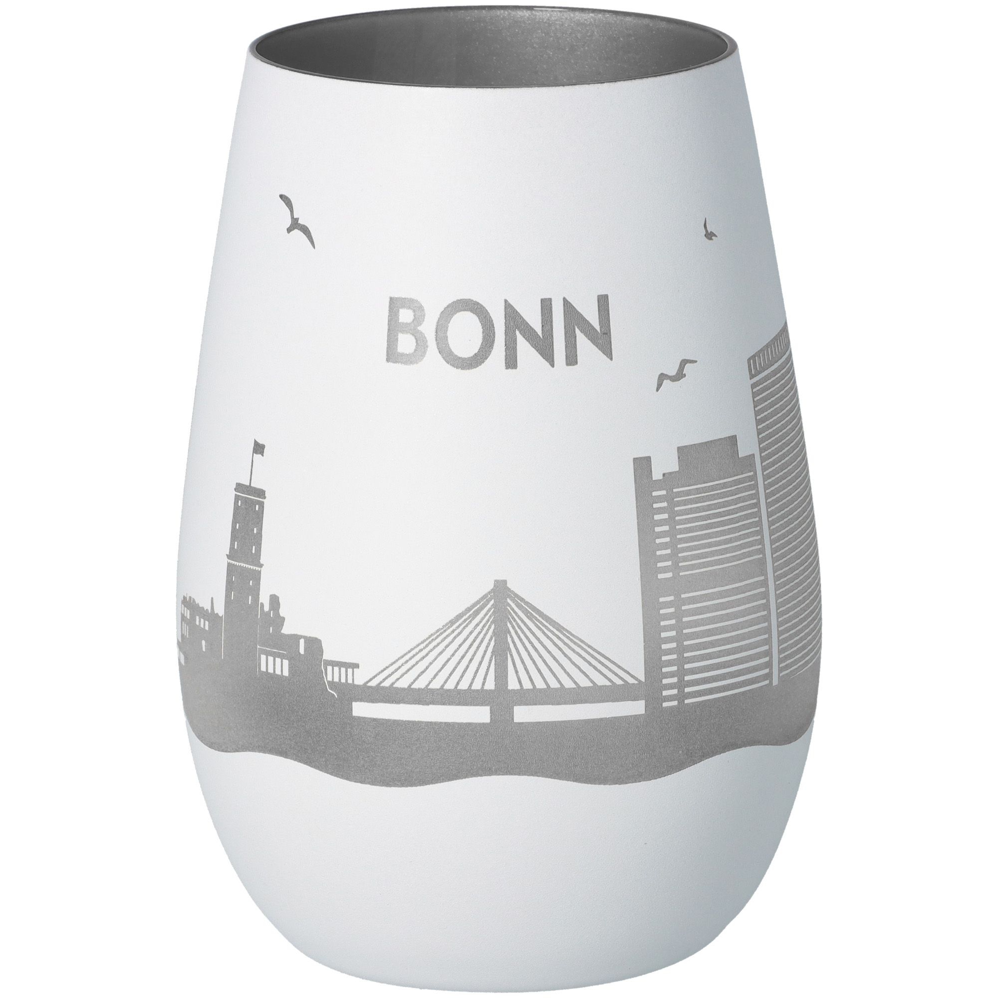 Windlicht Skyline Bonn Weiß/Silber