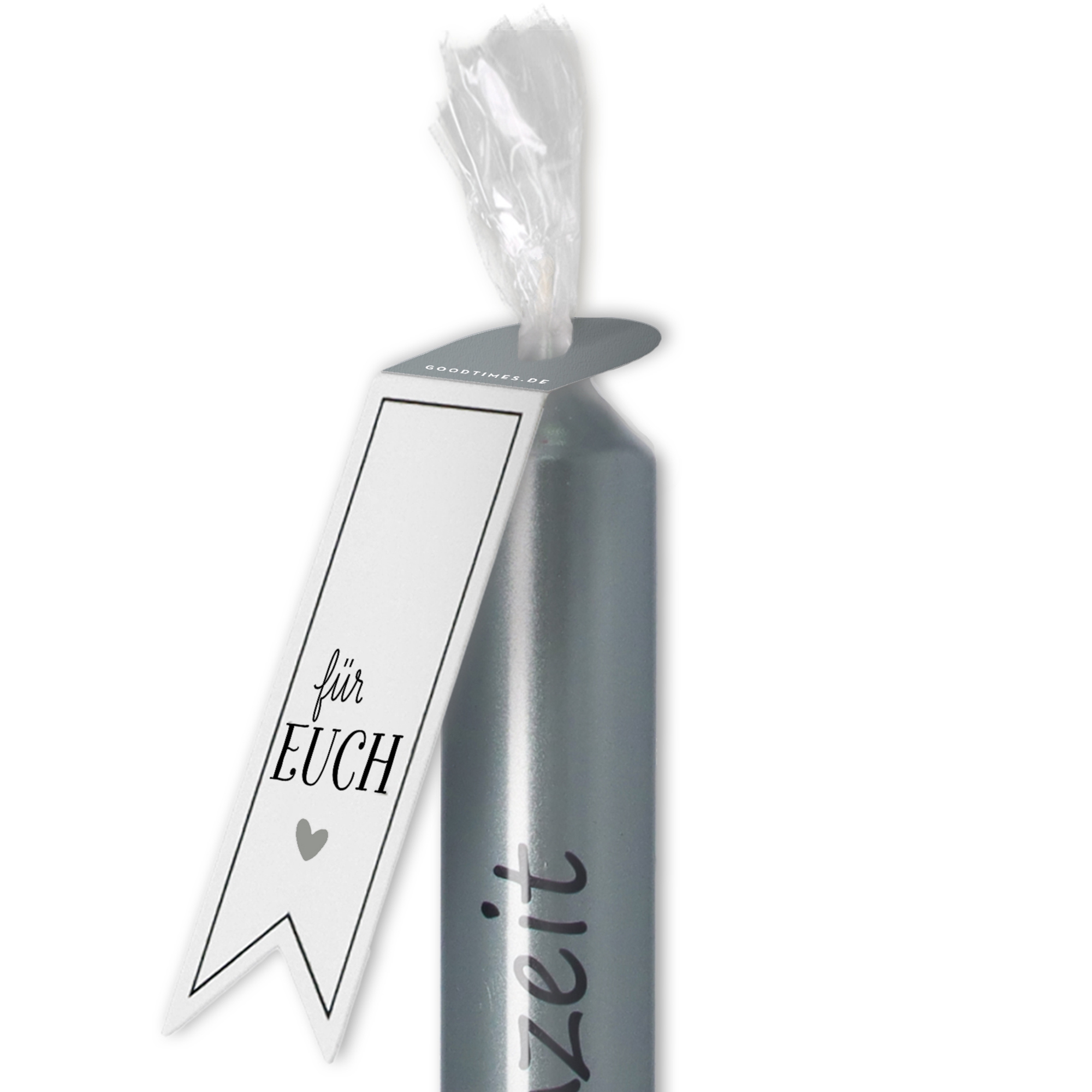 Stabkerze Metallic Silber "25 - Silberhochzeit"