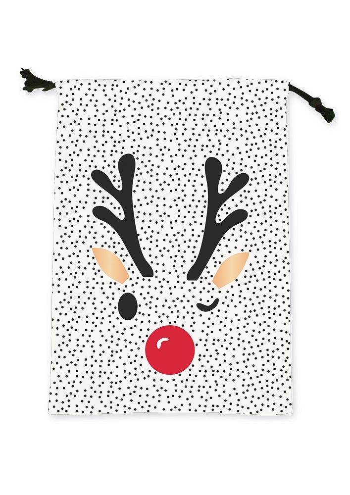 Weihnachtsgeschenkbeutel "Rudolf", 100% Baumwolle