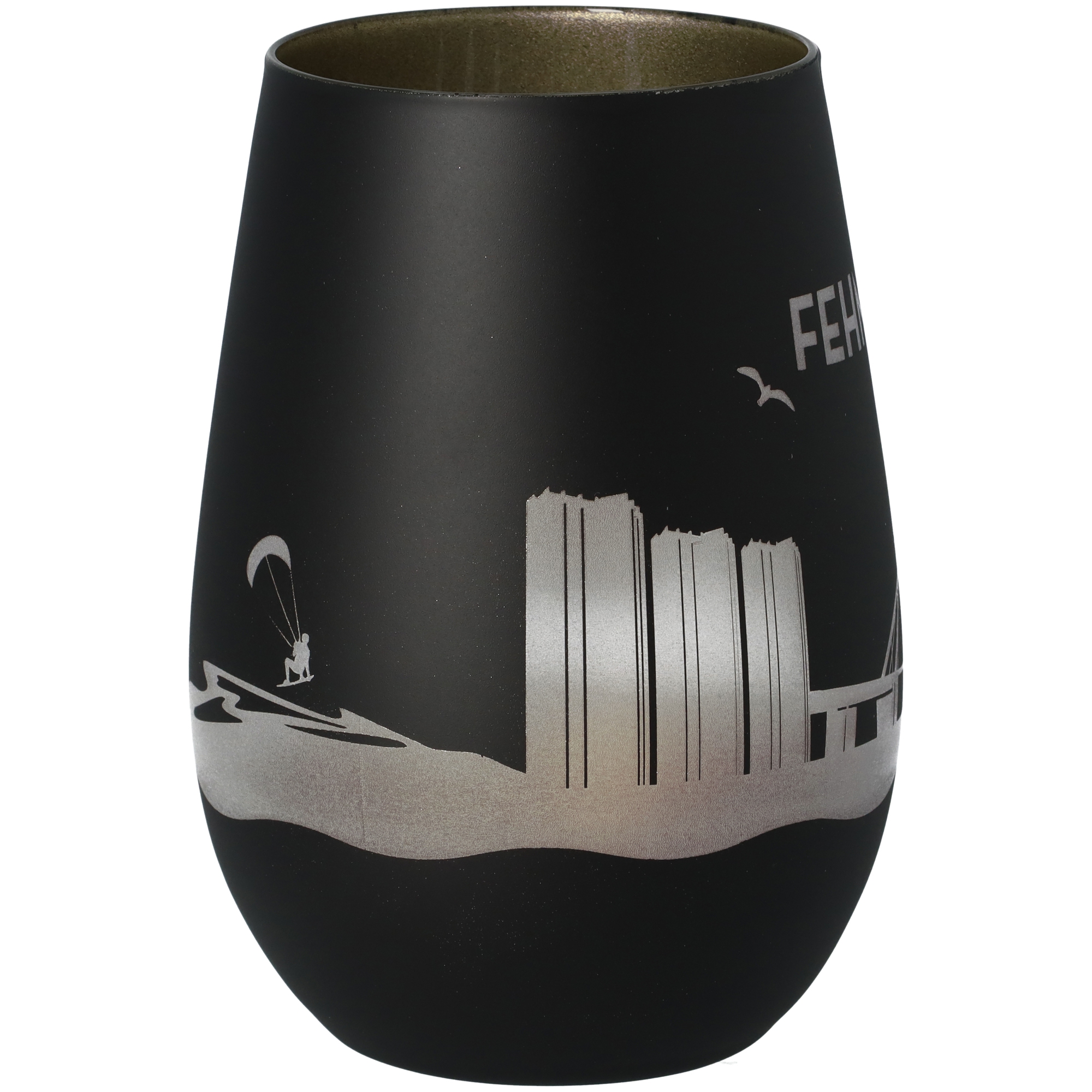 Windlicht Skyline Fehmarn Schwarz/Gold Windlicht Skyline Fehmarn Schwarz/Gold