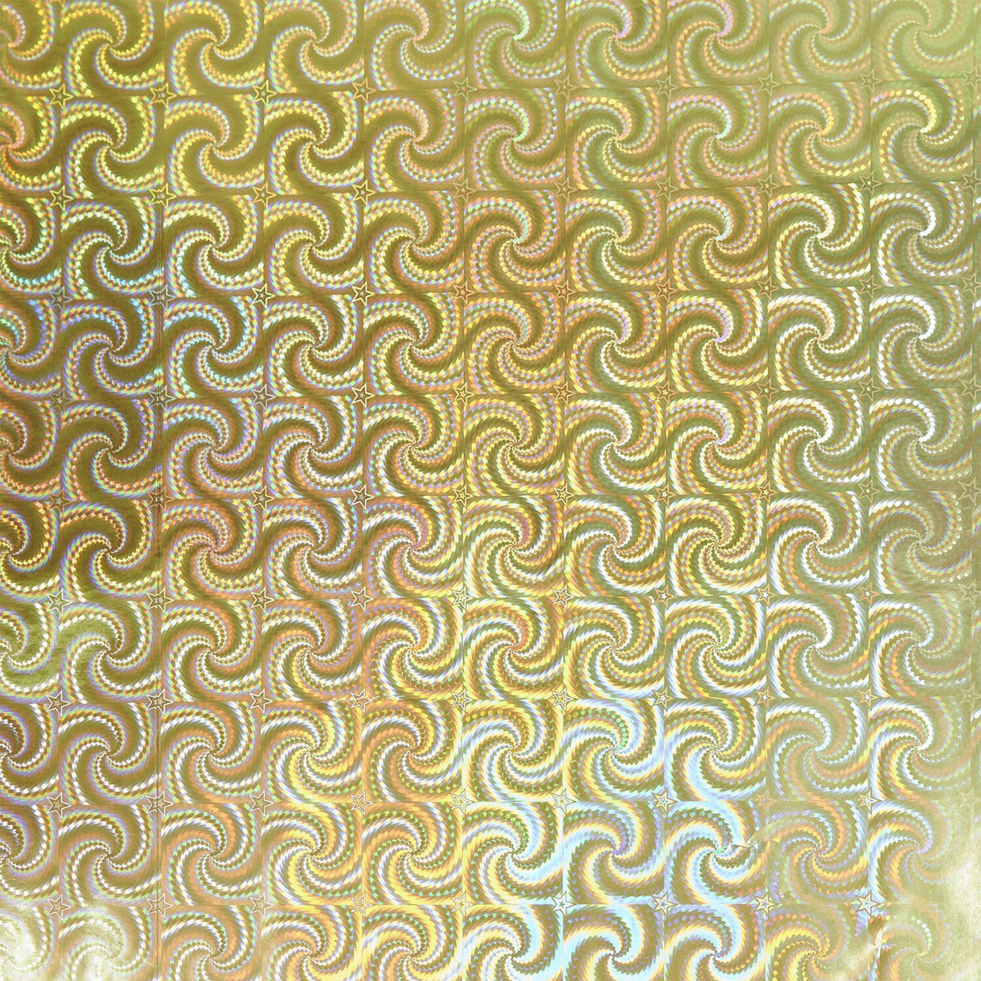 Geschenkpapier auf Rolle, "Holographisch mit Sternen" Gold 2m Textur, Muster, Riff, Leben im Meer, Wasser