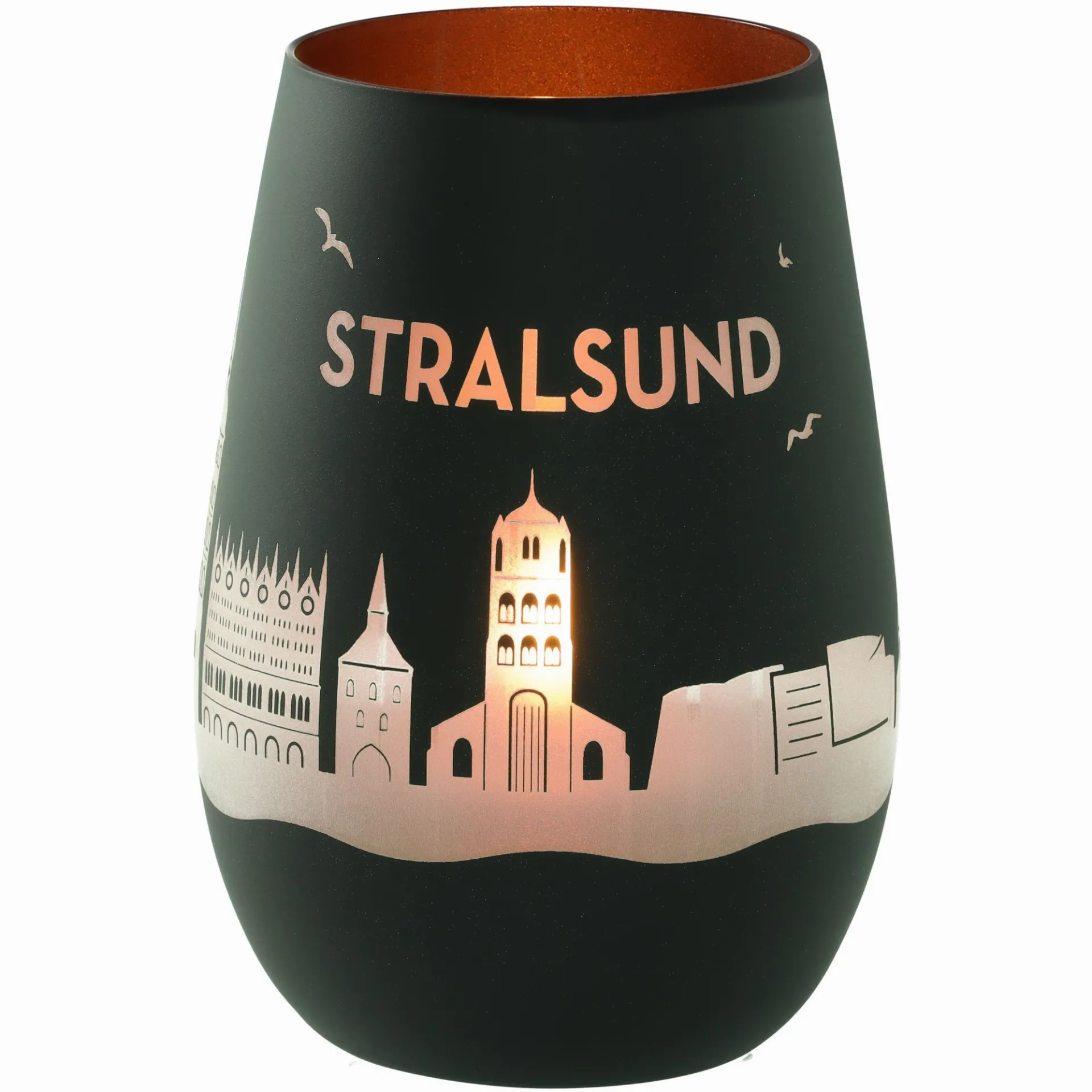 Windlicht Skyline Stralsund Schwarz/Bronze