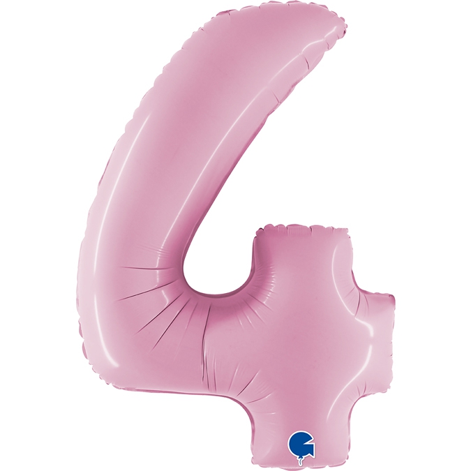 Folienballon Zahl 4 Pastell Rosa 100cm Folienballon Zahl 4 Pastell Rosa 100cm