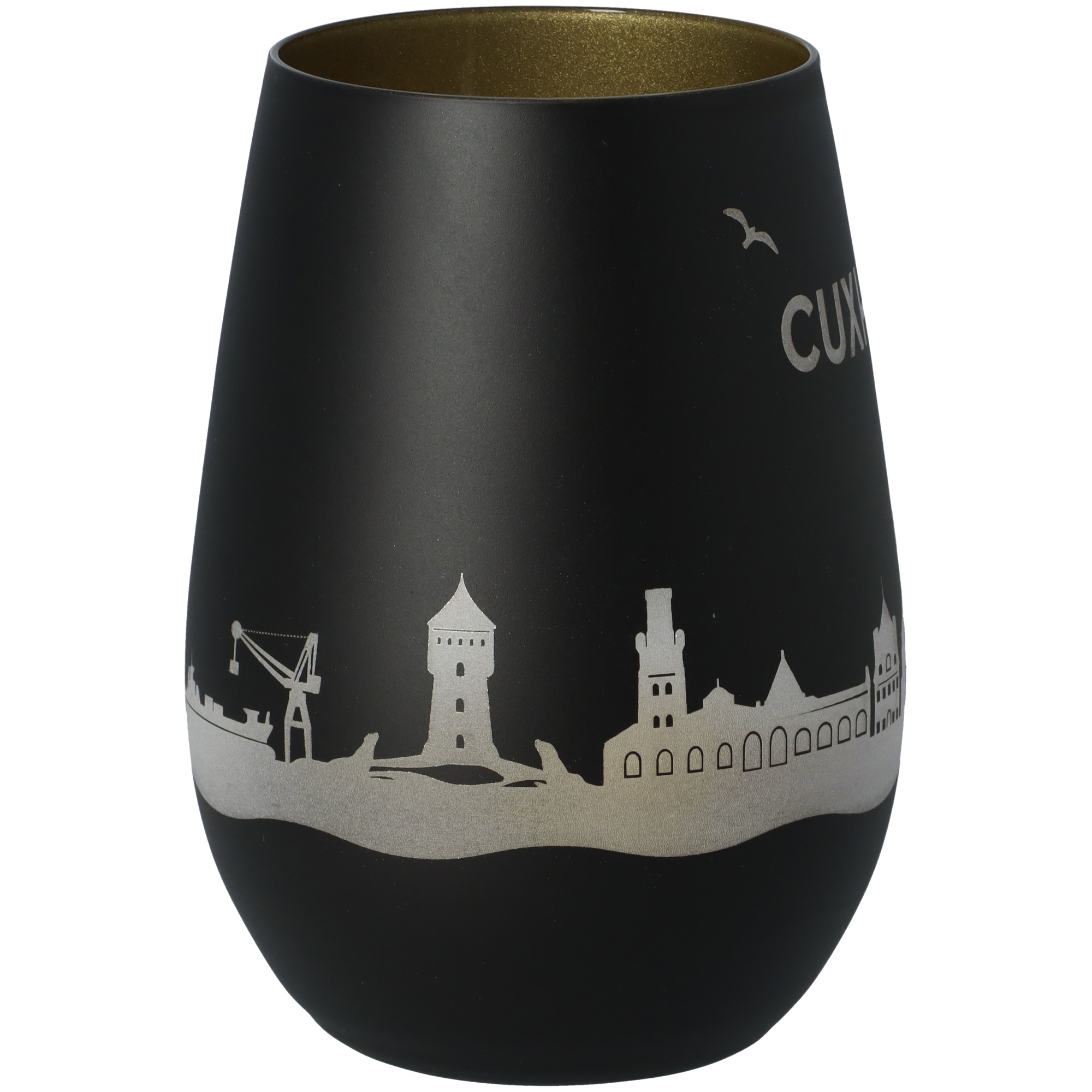Windlicht Skyline Cuxhaven Schwarz/Gold Windlicht Skyline Cuxhaven Schwarz/Gold