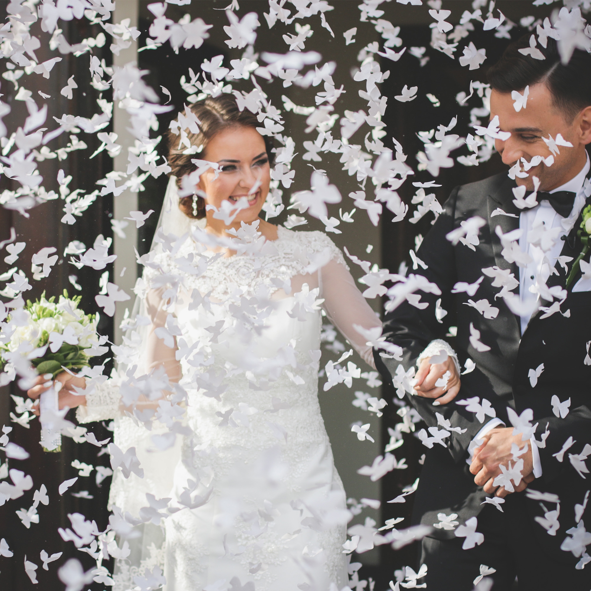 Konfetti Kanone mit weißen Schmetterlingen, 60 cm Konfetti Kanone mit weißen Schmetterlingen, 60 cm