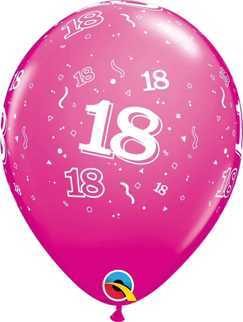 Qualatex Latexballon 18. Geburtstag verschiedene Farben Ø 30cm