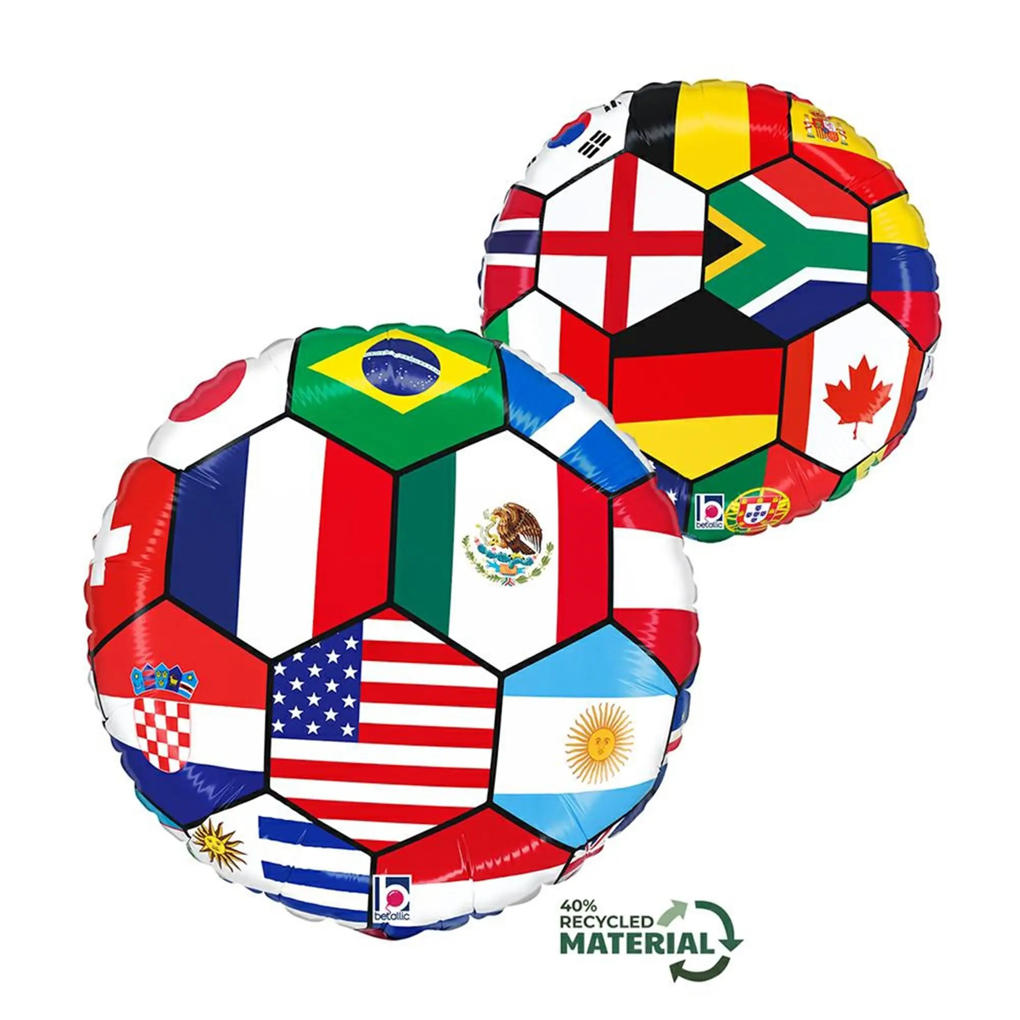 Flag-themen, Fußballball, Polyedrisches Muster, Recyceltes Material, Mehrfarbig