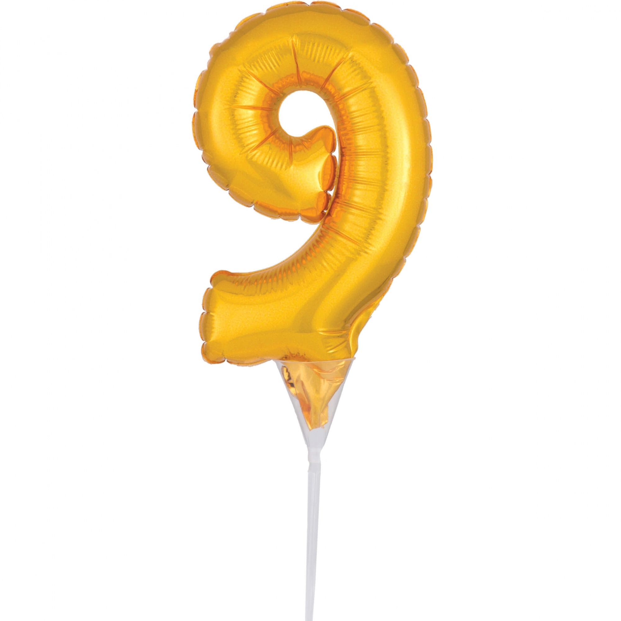 Folienballon Zahl 9 Gold ca. 15cm
