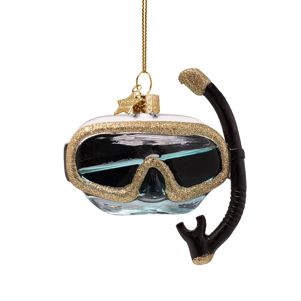 Schwimmmaske, Taucherbrille, Gelb-Gold, Glitter, Zubehör