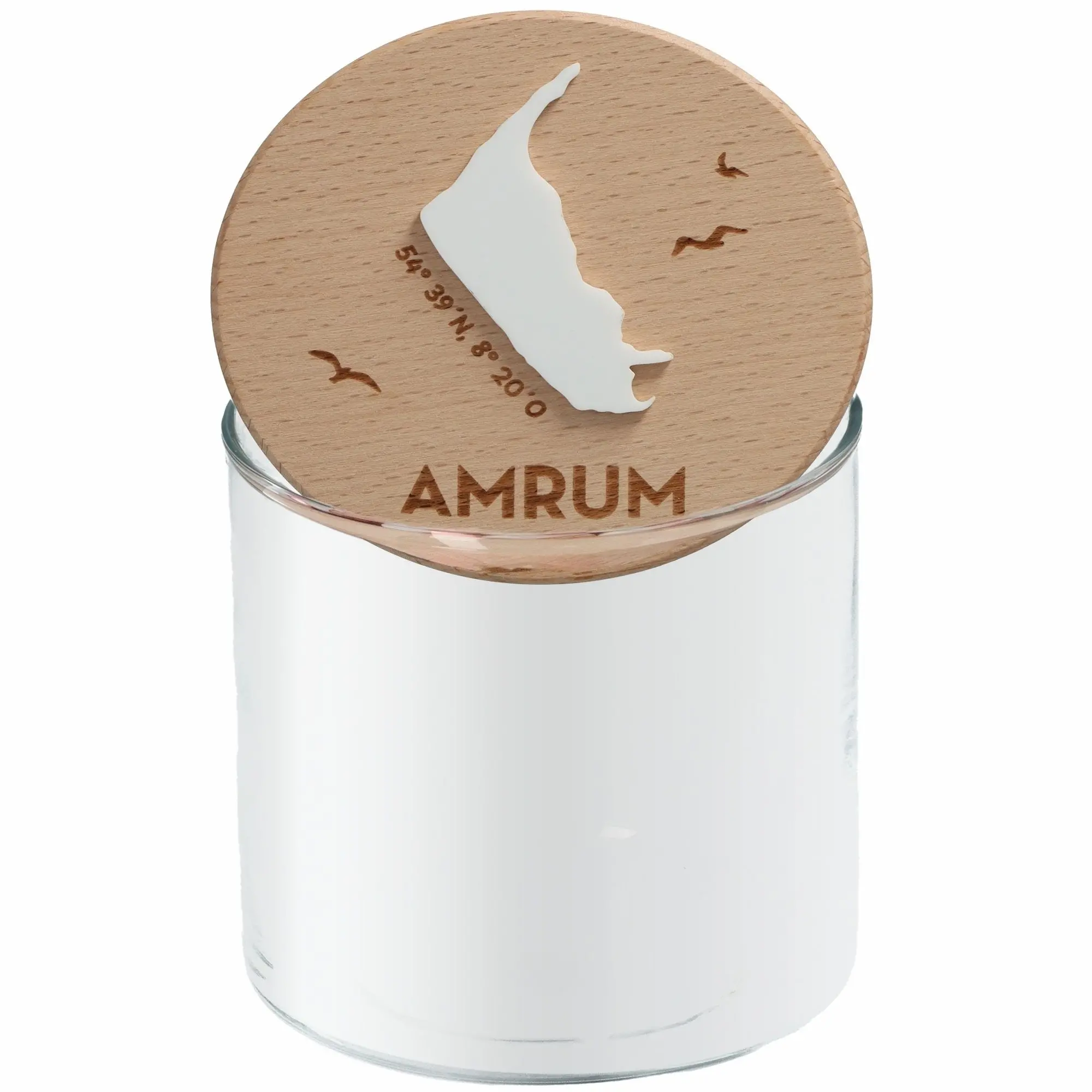 Geschenkglas Skyline "Amrum Silhouette" Weiß 530 ml