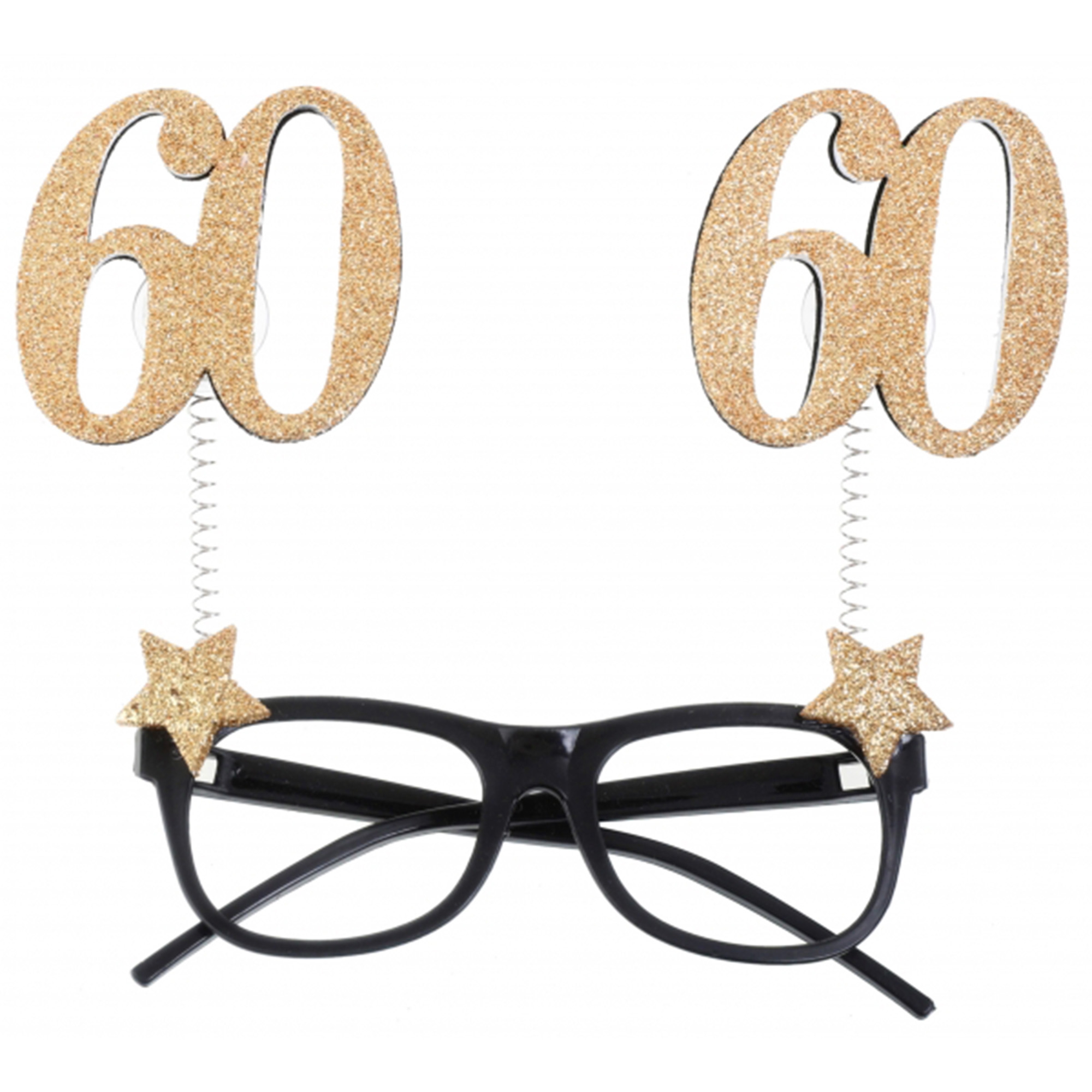 Glitzerbrille zum 60. Geburtstag, Gold/Schwarz Glitzerbrille zum 60. Geburtstag, Gold/Schwarz