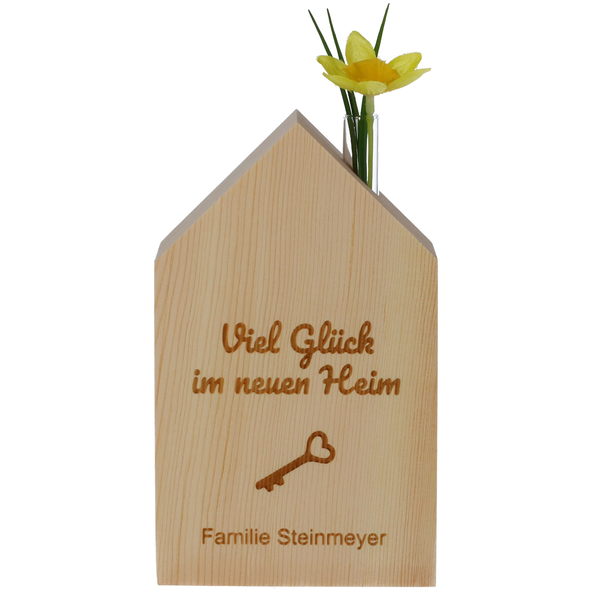 Haus mit Vase zum Einzug