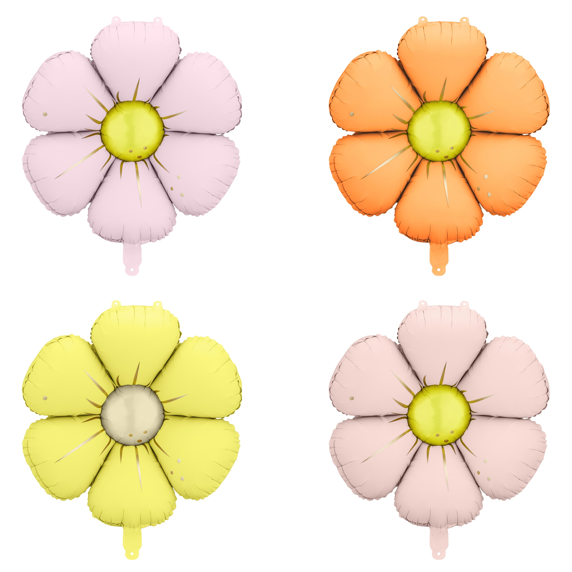 4 Folienballons "Gänseblümchen" zur Luftbefüllung 65 cm Blume, Blütenblatt, Anemone, Geranie, Gänseblümchen