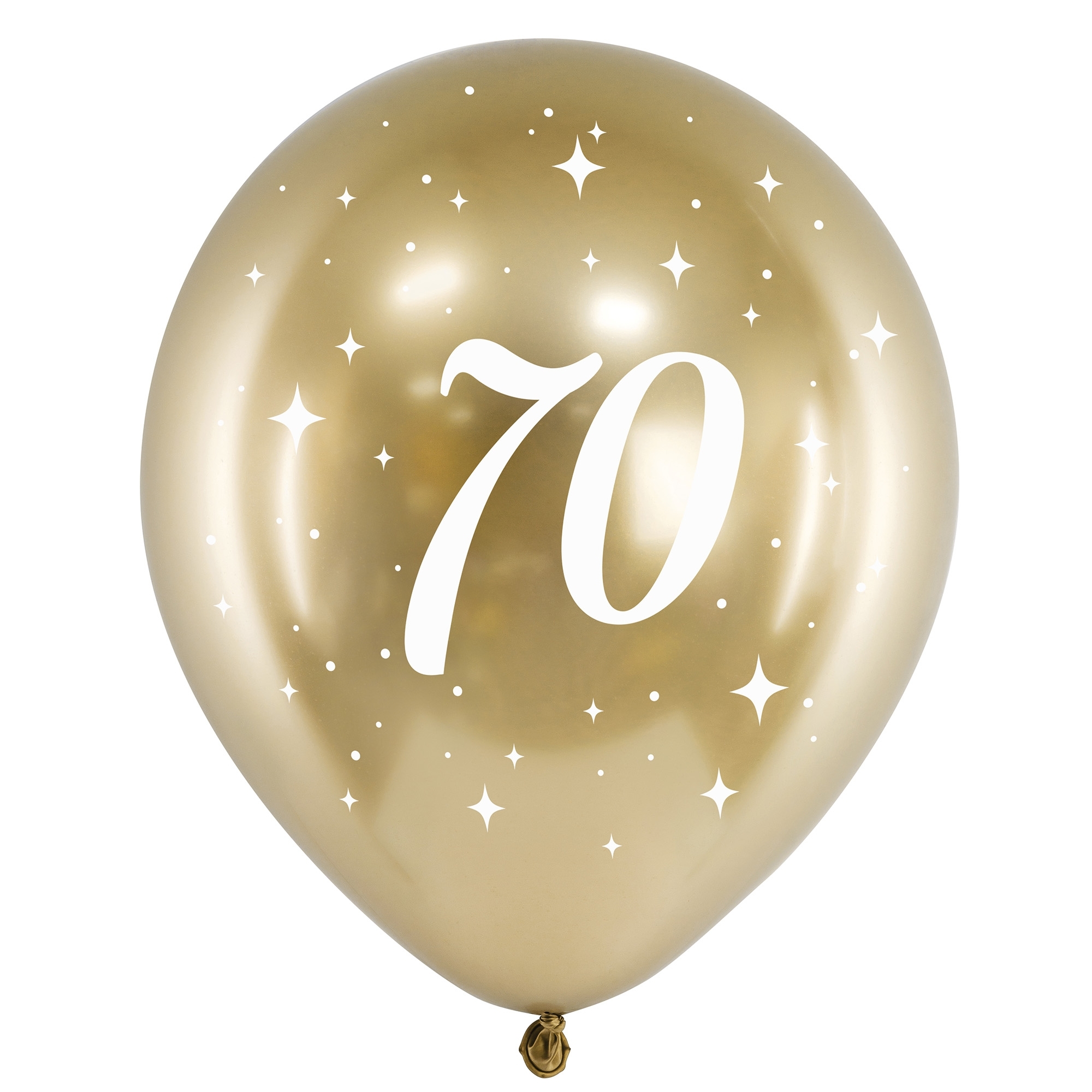 6 Latexballons im Set "70" Gold Ballon