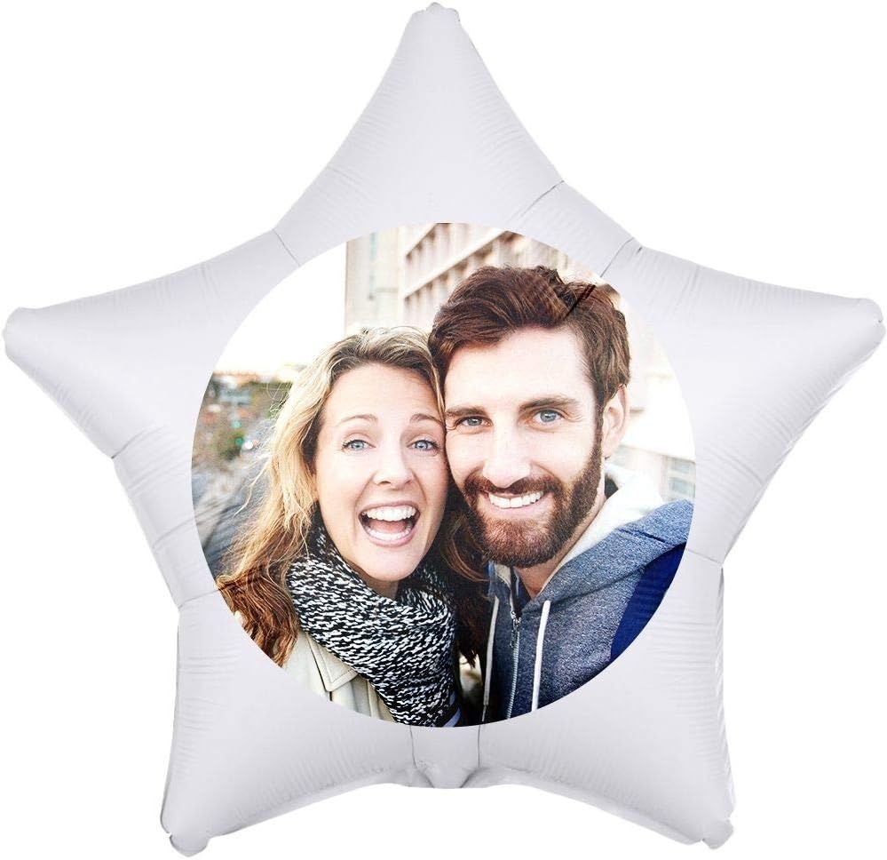 Fotoballon Stern Satin Weiß 45cm Kissen, Dekoration für Zuhause, Photographie, Person, Portrait