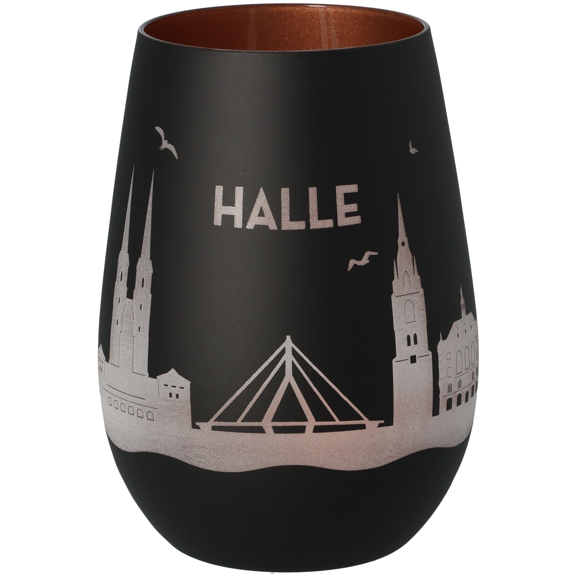 Windlicht Skyline Halle Schwarz/Bronze Krug, Töpferei, Vase