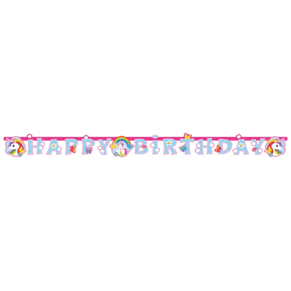 Regenbogen Einhorn - Girlande "Happy Birthday" Regenbogen Einhorn - Girlande "Happy Birthday"