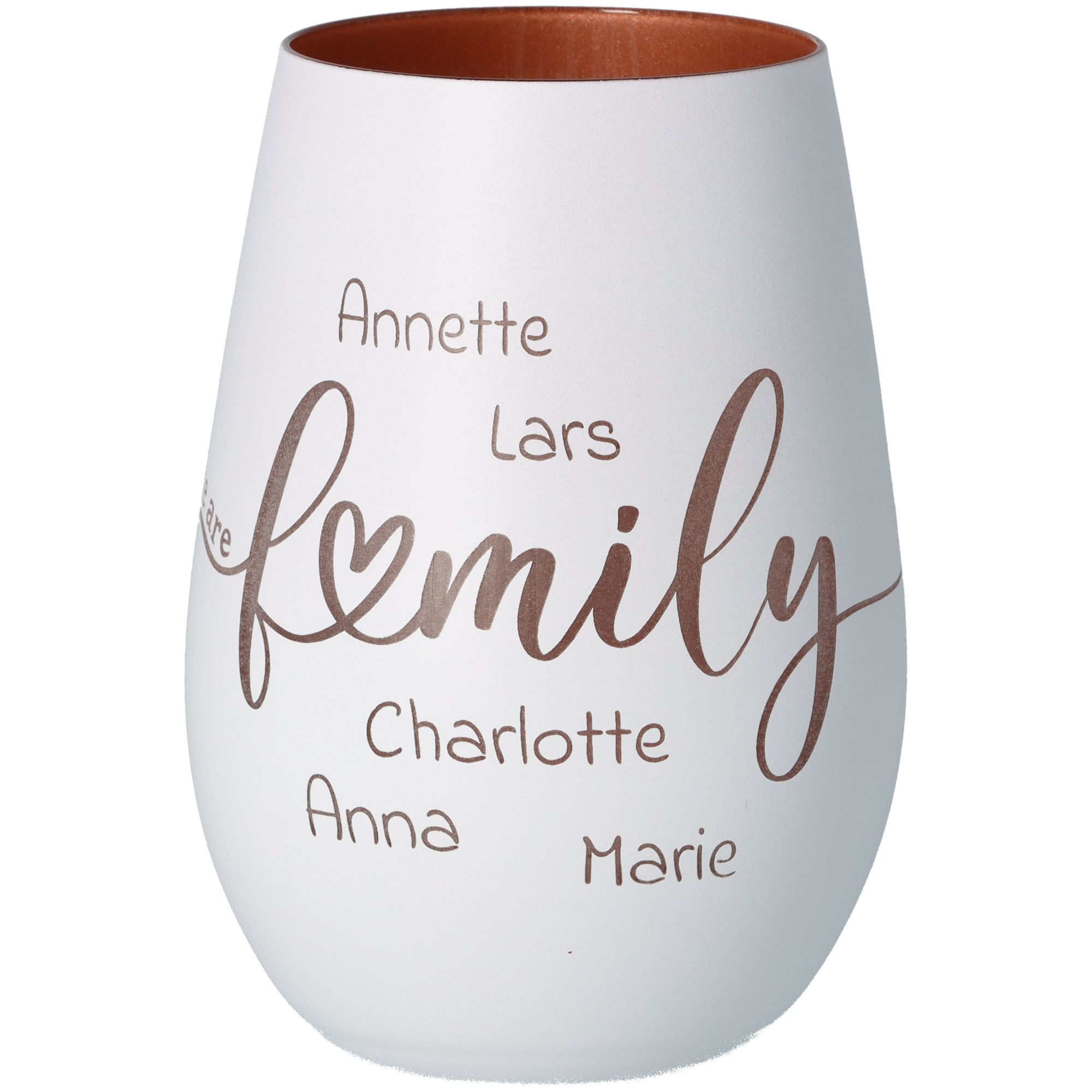 Windlicht We Are Family "Namen" Weiß/Bronze Windlicht We Are Family "Namen" Weiß/Bronze