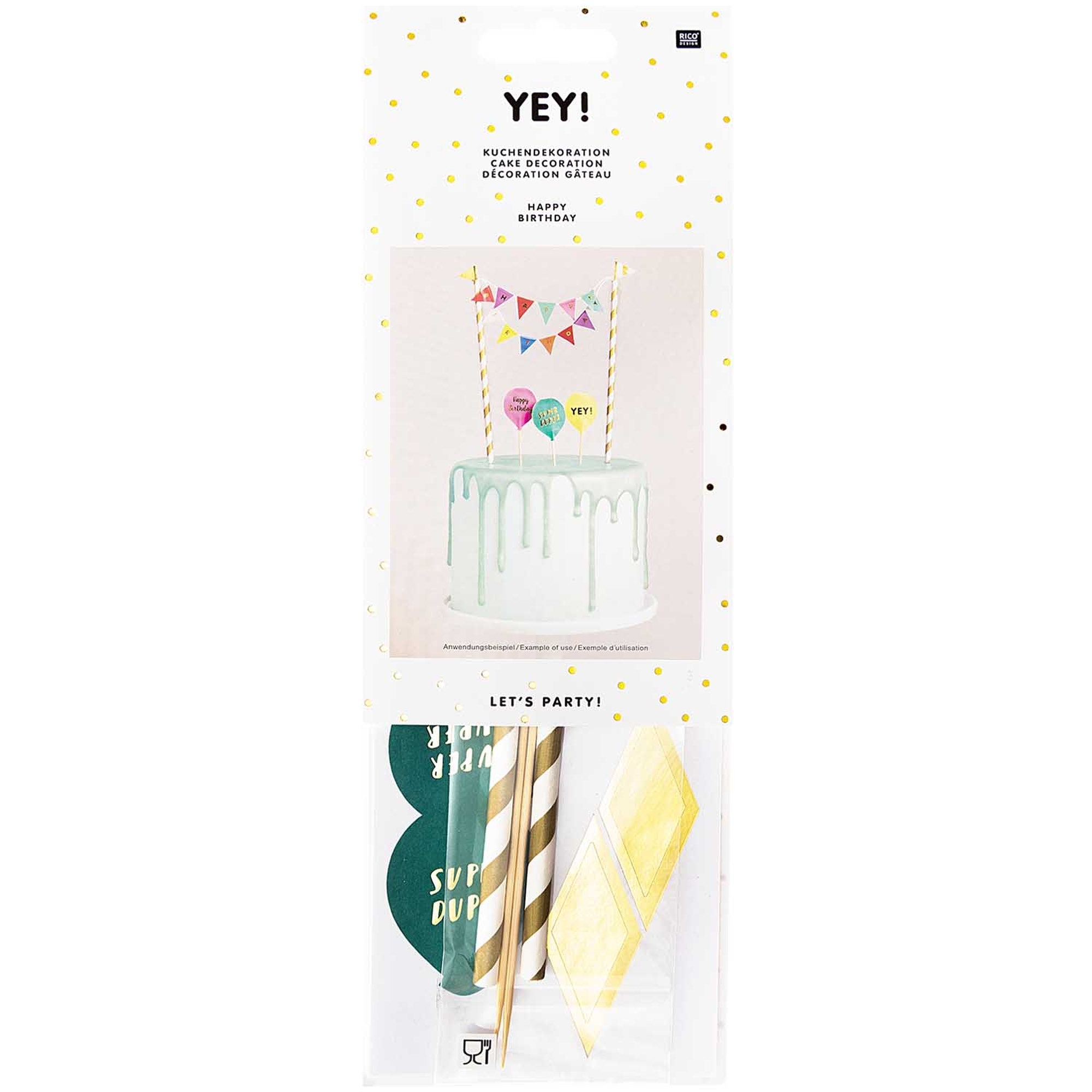 Cake Topper - Girlande Happy Birthday multicolor