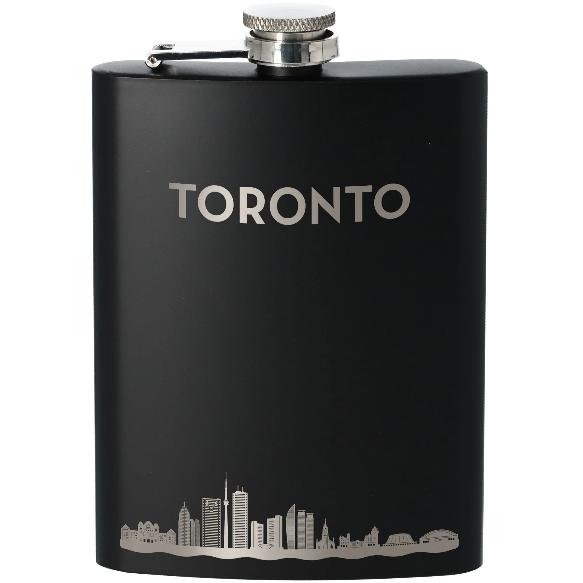 flask, metall, schwarz, toronto, städteansicht