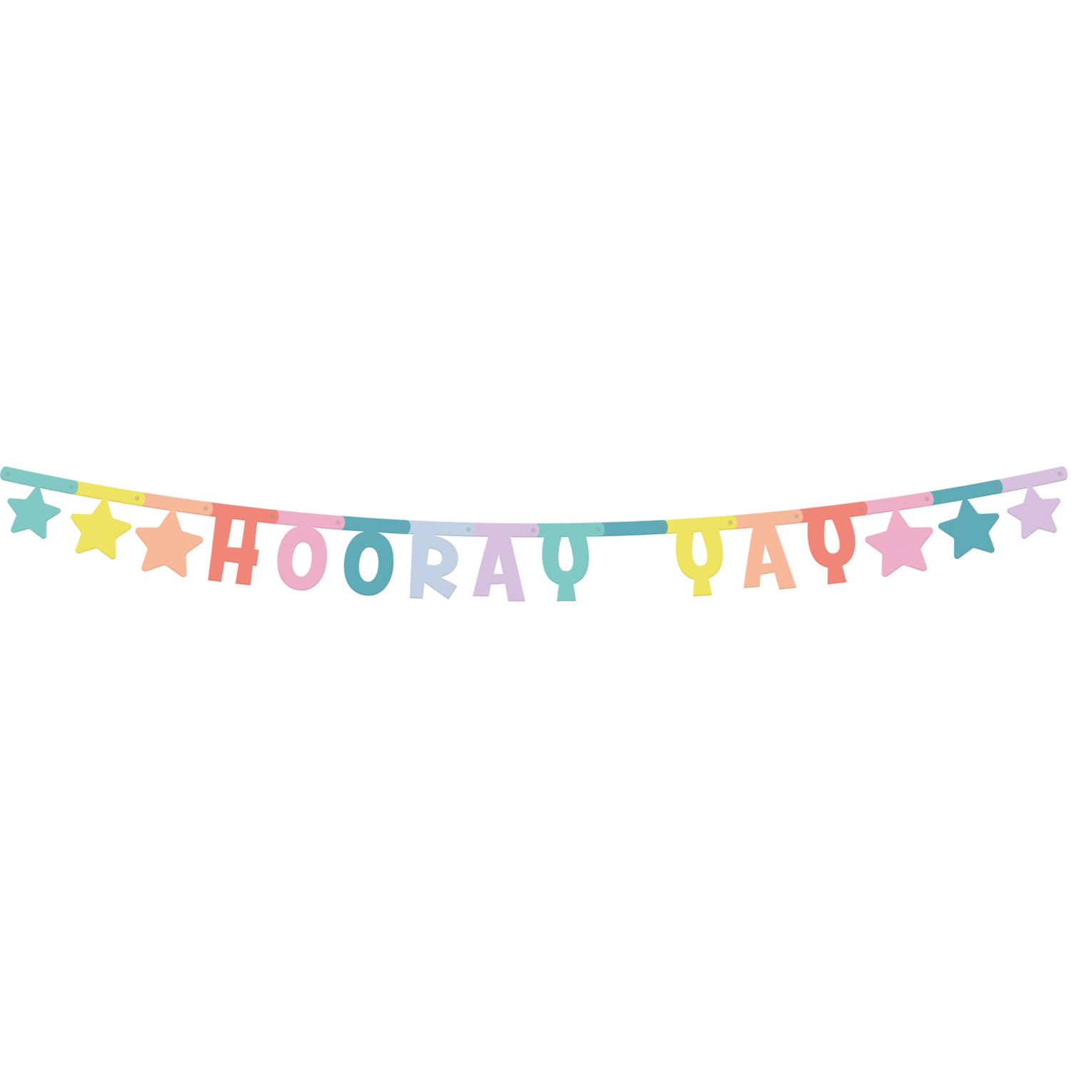 Buchstabengirlande "Hooray Yay" mit Sternen Text