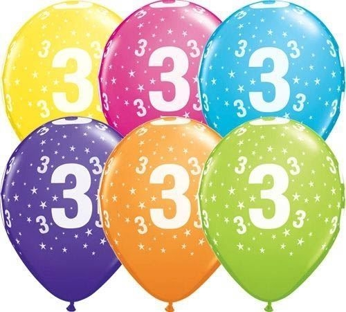 Qualatex Latexballon 3. Geburtstag verschiedene Farben Ø 30cm
