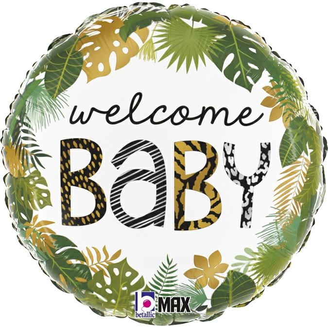 Folienballon "Welcome Baby" Dschungel 45cm Folienballon "Welcome Baby" Dschungel 45cm