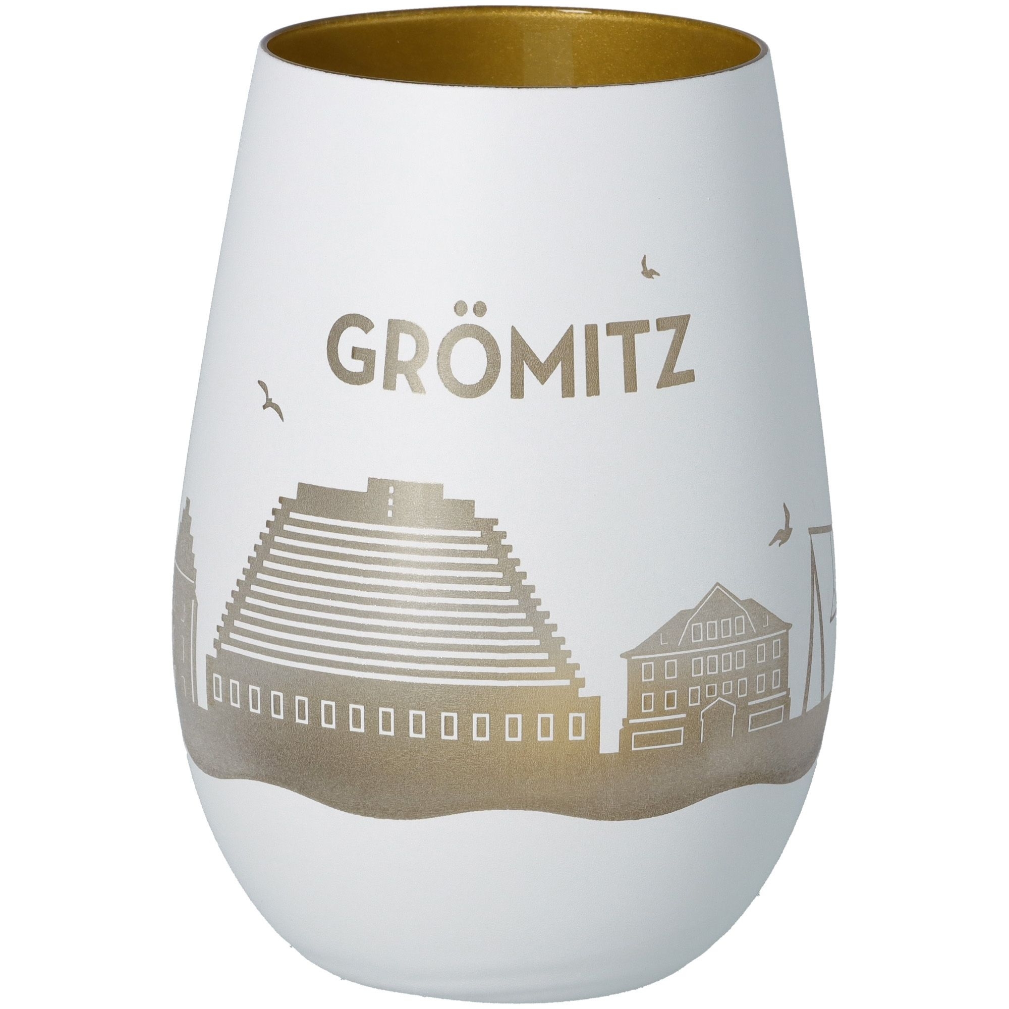 Windlicht Skyline Grömitz Weiß/Gold Windlicht Skyline Grömitz Weiß/Gold