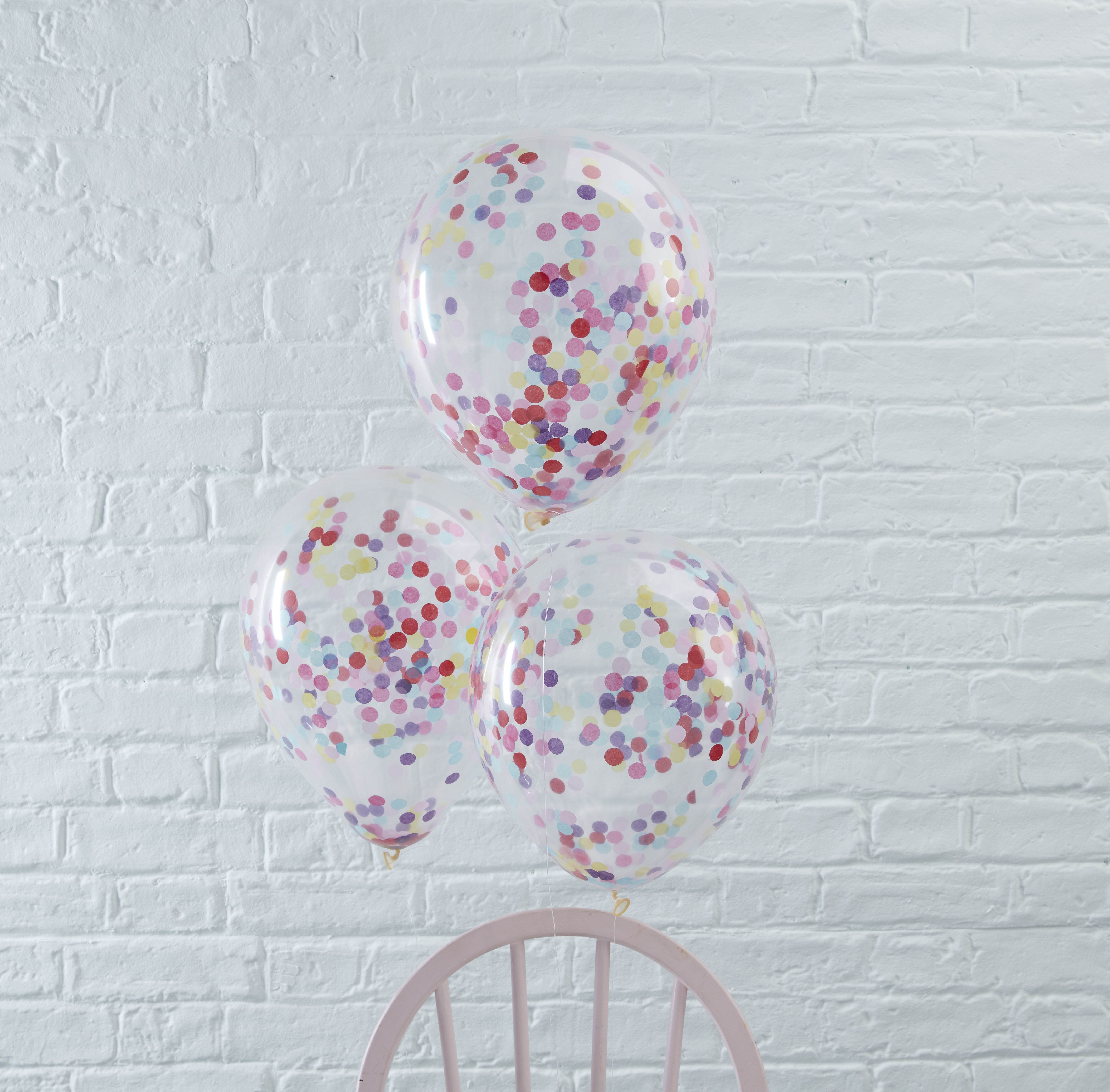 Pick and Mix - 5 Latexballons mit buntem Konfetti Ø 30cm