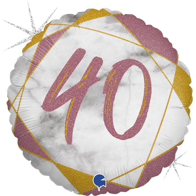 Folienballon "40" Roségold, marmoriert 45 cm Folienballon "40" Roségold, marmoriert 45 cm